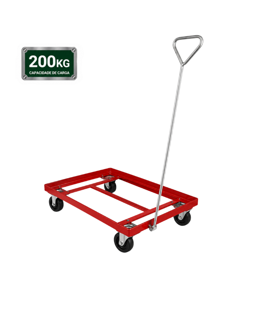 Carrinho Tartaruga Plataforma 200kg – Compacto, Resistente e Ágil