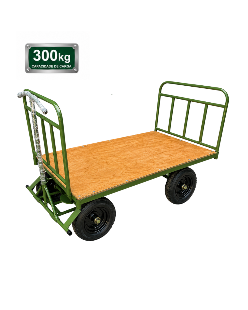 Carro Plataforma 5ª Roda com Assoalho de Madeira e 2 Abas Removíveis 300kg