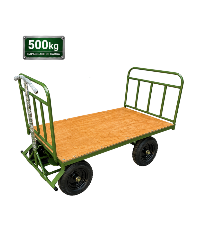 Carro Plataforma 5ª Roda com Assoalho de Madeira e 2 Abas Removíveis 500kg