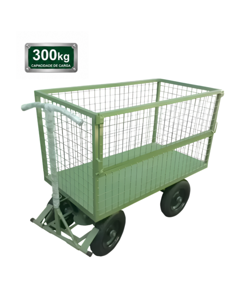 Carrinho Plataforma Fechado em Tela 5ª Roda com Meia Porta Lateral 300kg