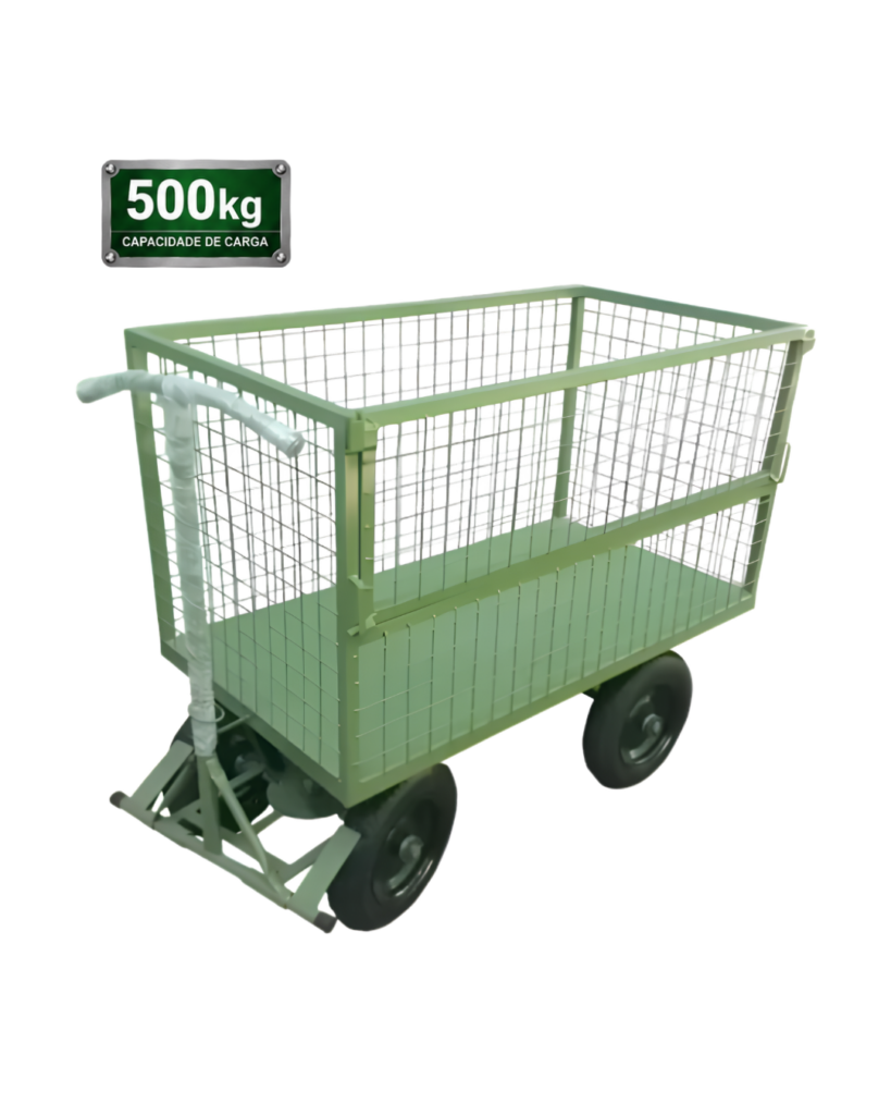 Carrinho Plataforma Fechado em Tela 5ª Roda com Meia Porta Lateral 500kg