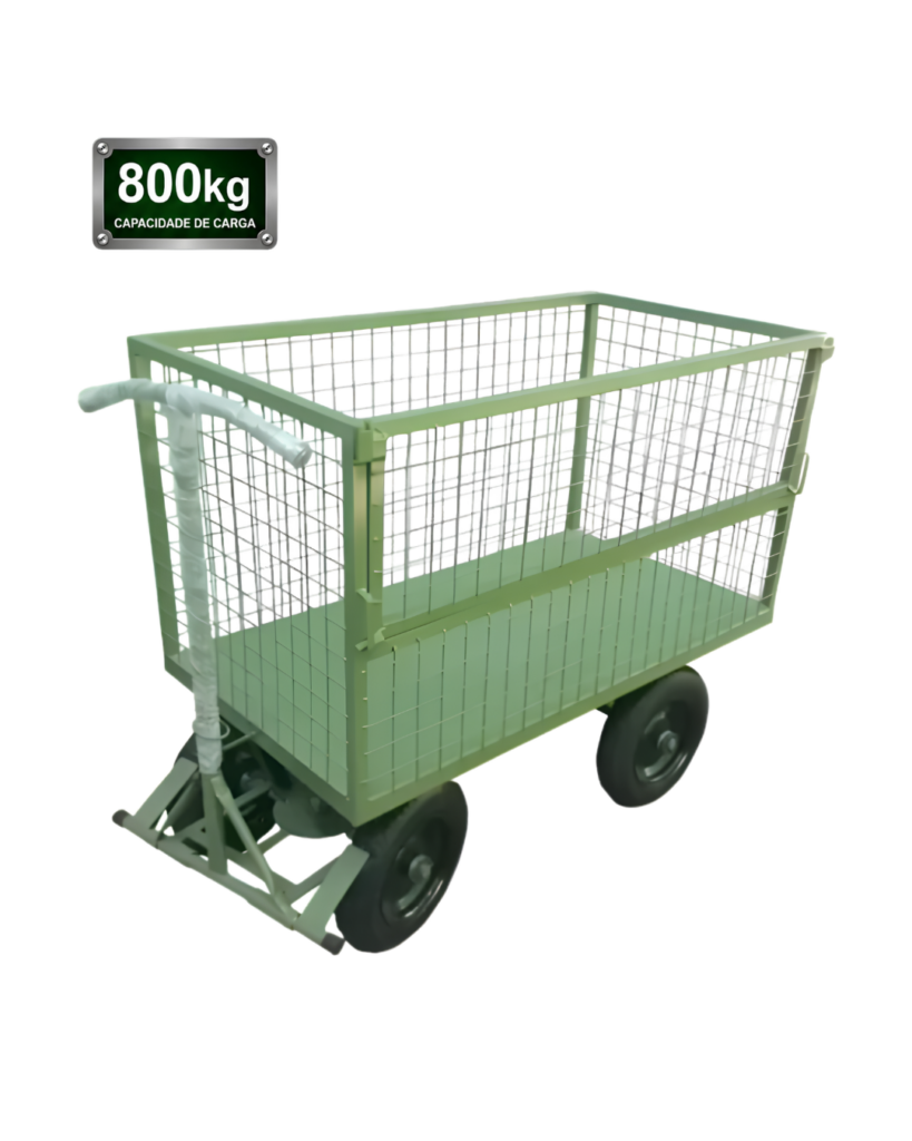 Carrinho Plataforma Fechado em Tela 5ª Roda com Meia Porta Lateral 800kg