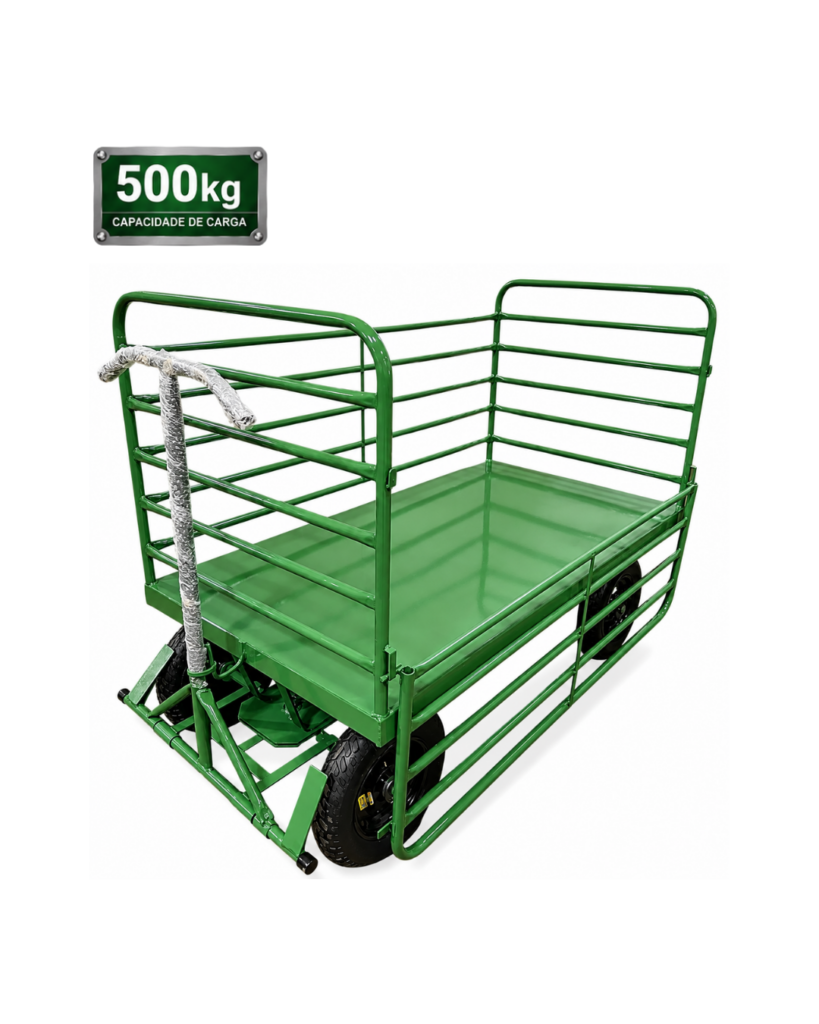 Carrinho Plataforma Fechado em Tubo 5ª Roda com Porta Lateral 500kg