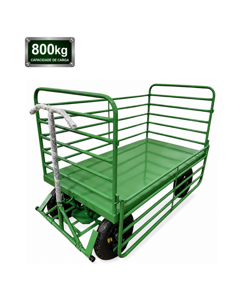 Carrinho Plataforma Fechado em Tubo 5ª Roda com Porta Lateral 800kg