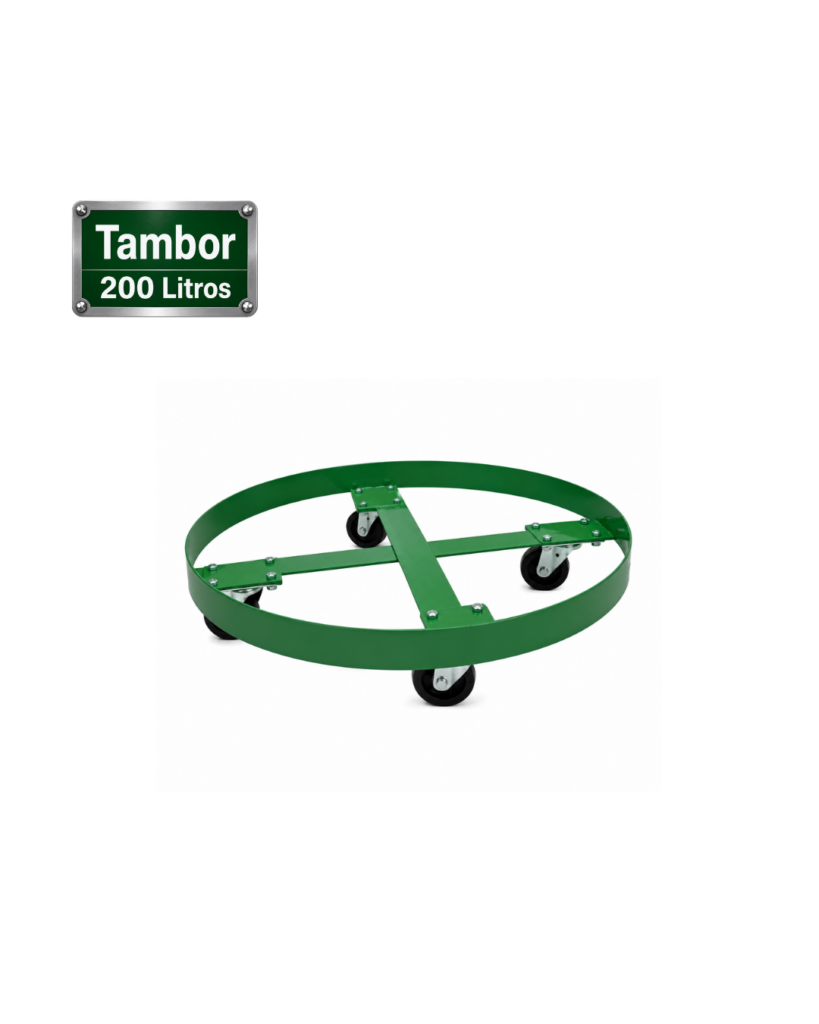 Carrinho Tartaruga Redondo para Tambor 200 Litros